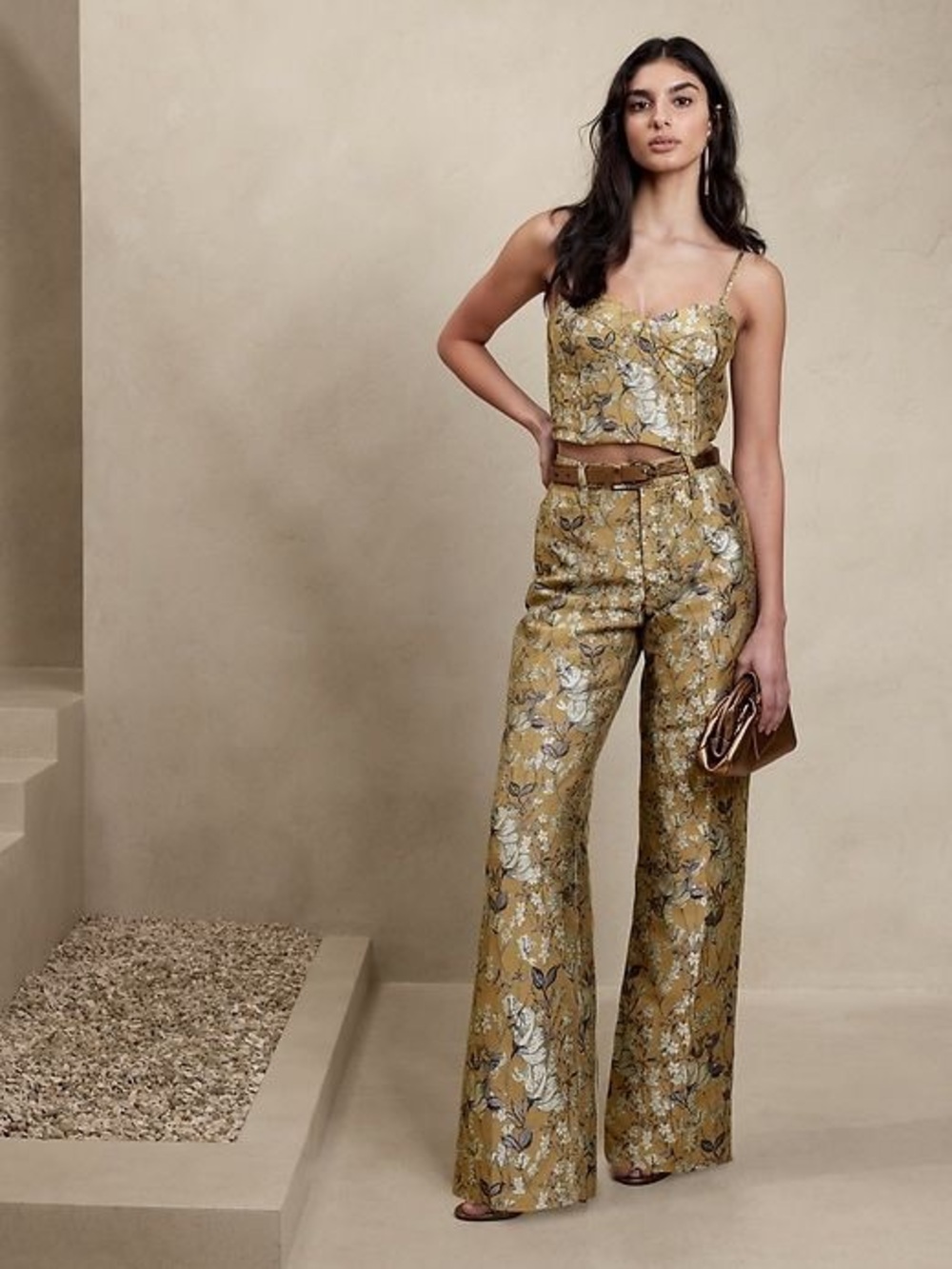 Banana Republic Eclat Wide-Leg Brocade Pant